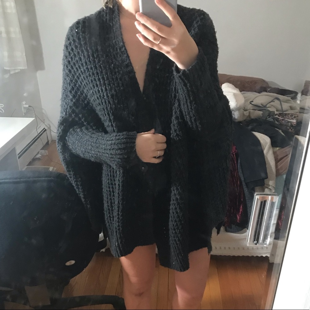 Free people dark grey knit cardigan